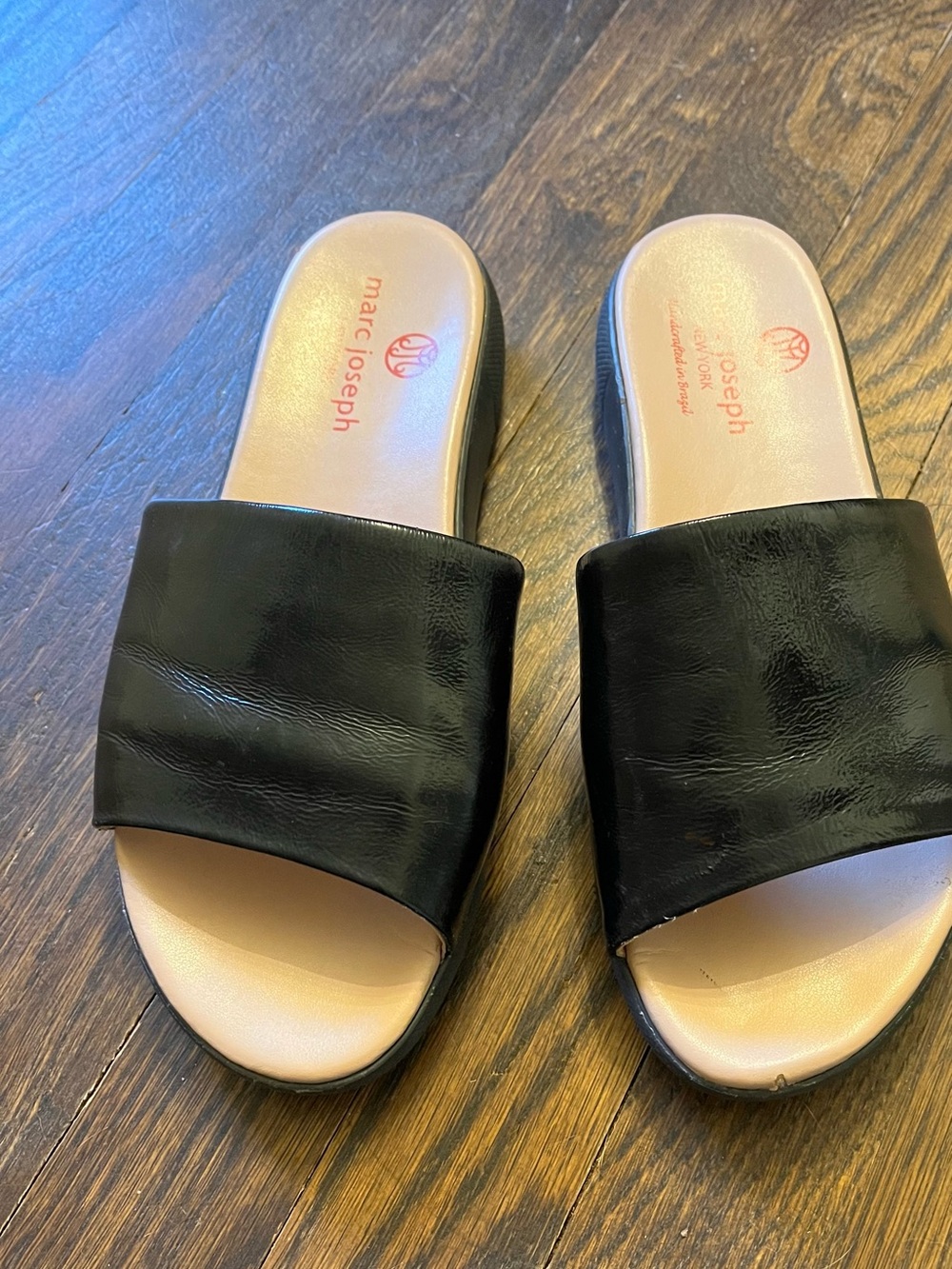 Leather slide sandals